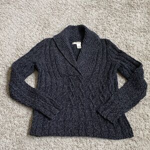 DKNY Cable Knit Shawl Collar Sweater